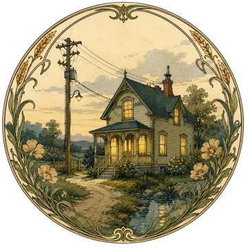 Lit household at night